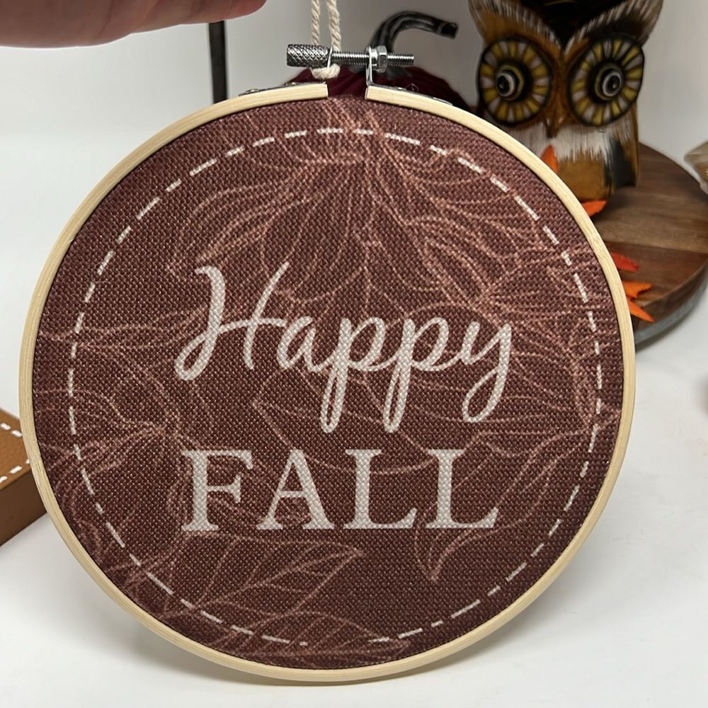 Happy‎ Fall Hoop Hanging Wall Decoration Decor cozy autumn vibes office dorm NWT